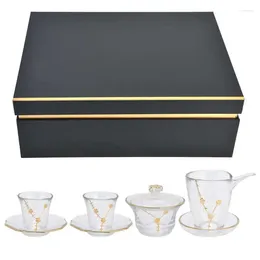 Teaware Sets Household Crystal Tea Set Heat Resisting Glasses Cups And Saucers Drinkware Advanced Gift For Friends Family