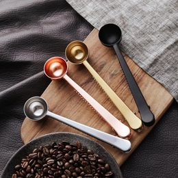 Coffee Scoops Two-in-one Stainless Steel Spoon Sealing Clip Milk Powder Kitchen Food Seal