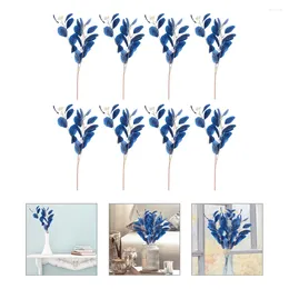 Decorative Flowers 8 Pcs Plant Simulated Eucalyptus Leaves Decor Fake Picks Iron Artificial Adornments