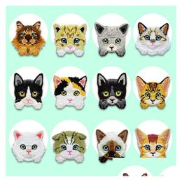 Sewing Notions & Tools Cartoon Embroidered Es Cute Iron On For Clothing Bags Jackets Assorted Small Cat Sticker Appliques Diy Accesso Dhy8K