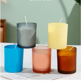Candle Holders Coloured Glass Cup Empty Bottle 200ml Household Can Transparent Home Decor 2024