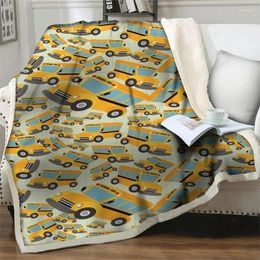 Blankets Yellow Car 3D Full Printed Sherpa Flannel Blanket Soft Warm Plush Throw For Bed Sofa Home Bedroom Decor Quilt Nap Cover