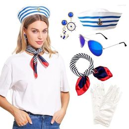 Berets Fashion Navy Hat With Earring Neckerchief Gloves Sunglasses Set Delicate Girls Woman Carnivals Cosplay Supplies 28TF