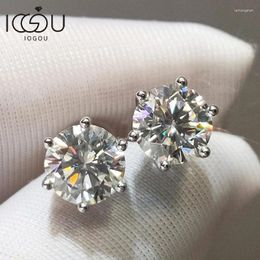 Stud Earrings IOGOU Six Round Cut For Women Solid 925 Sterling Silver Lady Sona Diamond Jewellery