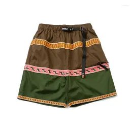 Men's Shorts 2024 Spring Summer Japanese Fashion Brand Hirata Hehong Color Matching Tiger Ribbon Five Point Casual