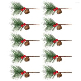 Decorative Flowers 10 Pcs Plug-in Christmas Tree Decorations Garland Small Berries Branch Plastic Pine Picks