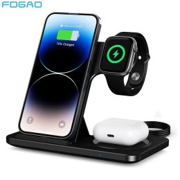 Screen 3 in 1 Wireless Chargers Stand for Iphone 14 13 12 11 Xs Xr X 8 Fast Charging Dock Station for Pro Apple Watch 7 Charger