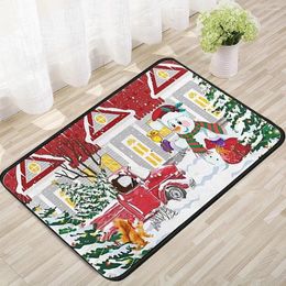 Carpets Christmas Decorative Floor Mat Snowman Santa Claus Tree Non-slip Carpet Durable Kitchen Bath Entrance Printed Door