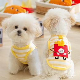 Dog Apparel Pet Clothing Cartoon Food Vests For Dogs Clothes Cat Small Striped French Fries Print Cute Thin Summer Yorkshire Accessories