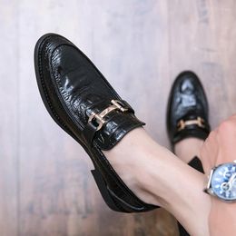 Casual Shoes Spring And Autumn Italian Handmade Crocodile Pattern Patent Leather High-end Loafers Men's Slip-on Men Light Business