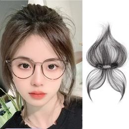 Human hair bangs clip-in bangs hair natural and neat fake tassel top wig invisible closure wig 240403