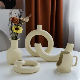 Vases Nordic Vase Plain Embryo Ceramics Home Living Room Decoration Accessories Interior Office Desktop Decor Gift