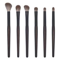 B99 Professional Handmade Makeup Brush Set 6pcs Soft Snow Fox Hair Eye Shadow Blending Ebony Handle Make Up Brushes Kit 240403