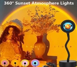 USB 360 Degree Remote Control RGB LED Sunset Lights Projection Lamp Rainbow Atmosphere For Home Bedroom Shop Background Wall Decor8819946