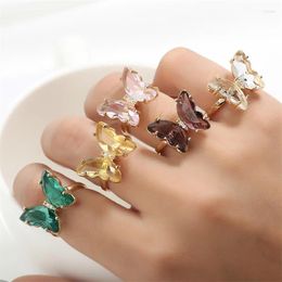 Wedding Rings ZAKOL Summer Colourful Crystal Butterfly Open For Women Fashion Jewellery