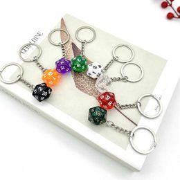 Keychains Lanyards DnD D20 resin dice charm keychain handmade RPG game dragon and dungeon Christmas gift keyring Q240403