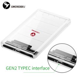 Cards Thu 2.5 Inch Transparent Hdd Case 3 Sata to Usb3.1 Gen2 Typec Hard Disk Case External Hard Disk Drive Ssd Enclosure Box