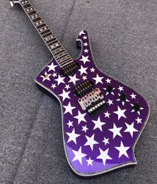 White Zombie Jay Yuenger ICJ100WZ Iceman Galactic Electric Guitar Metallic Purple Green Silver Star Top Floyd Rose Tremolo Brid6762283