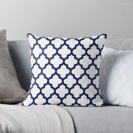 Pillow Navy Blue And White Quatrefoil Ikat Style Throw Couch Pillows