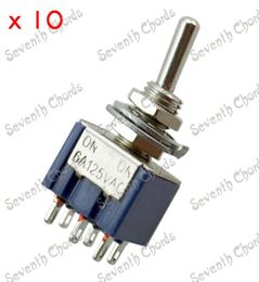 10 Pcs Electric Guitar Bass Control Pickup Mini Toggle Switch Selector Mini Switches 6 Pin DPDT ONON 6A 125VAC38504313001813