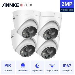 Cameras ANNKE 4X Ultra HD 5MP TVI CCTV Camera Outdoor Weatherproof White Security Surveillance System EXIR Night Vision Email Alert Kit