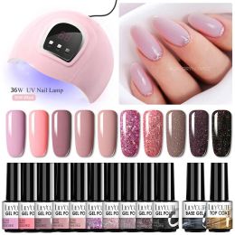 Dresses Lilycute Manicure Set 36w Uv Lamp Nail Set 10 Colors Semipermanent Nail Gel Polish Set with Base Top Coat Soak Off Uv Led Lamp