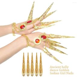 False Nails 5Pcs Belly Dance Prop Finger Jewellery Golden Exquisite Peacock Nail For Dancing Cot Costumes