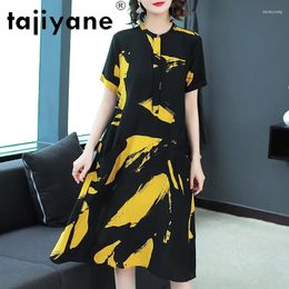 Party Dresses Tajiyane Midi For Women Summer Dress Silk Women's Clothing Elegant Woman T-shirt Natural Robe TN2566