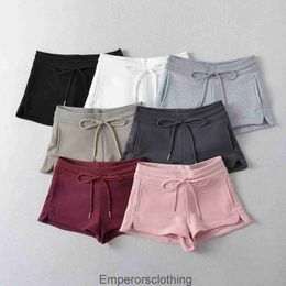 2024 Spring/Summer American Low Waist Sports and Leisure Drawstring Tied Shorts Womens Small Split Hip Wrap Hot Pants Trend