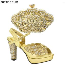 Dress Shoes Italian And Bags Matching Set With Rhinestone For Women 2024 Designer Luxury High Heels Elegant