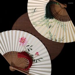 Decorative Figurines Japanese Hand-painted Paper Fan Folding Gift Painting Calligraphy Bamboo Craft Hand Wedding Event Supplies