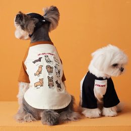 Dog Apparel Little Clothes Summer Thin Contrast Embroidery Marquis Yorkshire Teddy Schnauzer Bome Short Sleeve T-Shirt