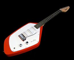 Custom 6 Strings VOX Mark V Teardrop Phantom Solid Body Red Electric Guitar 3 Single Coil Pickups Tremolo Tailpiece Vintage Whit5213107