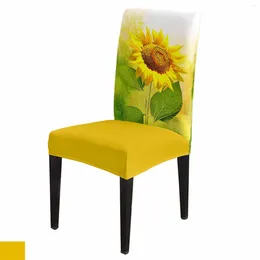 Chair Covers Sunflower Flower Cover Stretch Elastic Dining Room Slipcover Spandex Case For Office