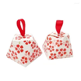 Gift Wrap 50/100pcs Diamond Candy Boxes Red Petal Paper Wedding Packaging Box With Ribbons Year Birthday Party Package Wholesale