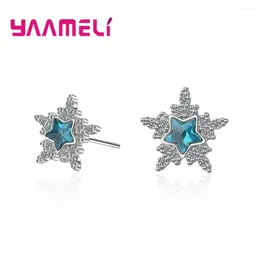 Stud Earrings Original Pure 925 Sterling Silver Cubic Zirconia Crystal Classic Star For Women Wedding Bijoux Brinco Big Sale