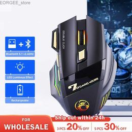 Mice Wireless gaming mouse USB IMICE GW-X7 3200DPI dual-mode charging 7-key 2.4GHz silent mouse Bluetooth 7-color breathing LED Y2404074876