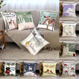 Pillow Decoration Christmas Case Multiple Pieces Free Collocation Hand Drawn Cartoon Peach Velvet Printed Sofa Cover Home