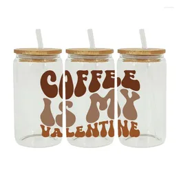 Window Stickers COFFEE Theme 16oz UV DTF Libbey Cup Wraps Strong Sticky Transfer D232