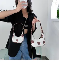 Bag Simple Cow Pattern Women Hobos Underarm Fashion Chain Mini Shoulder Messenger PU Leather Ladies Baguette Handbags Purse