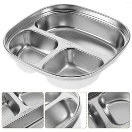 Bowls Compartment Plate Kitchen Tableware Supply Household Dinner Metal Trays
