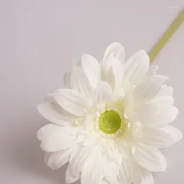 Decorative Flowers Simulation Real Touch Cloth Daisies Green Plant Wedding Artificial Flower Gerbera Branch Party Decoration