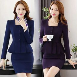 Two Piece Dress S-4XL Office Womens Skiwear Summer Spring Autumn Fashion Elegant U-neck Long sleeved Slim Fit Work Jacket Set Pant Set FeC240407