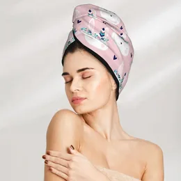 Towel Girl Hair Drying Hat Cute White Hippie Cap Bath MicrofiberTowel Absorption Turban