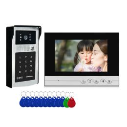 Intercom 7 Inch Wired Video Door Phone Doorbell With RFID Password Doorbell HD Camera Access Control System