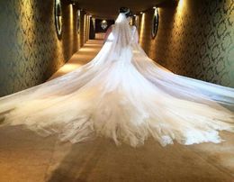 Luxury 3m Long Pearls Bridal Veils Cathedral Length Wedding Veils Bride Veils Custom Made One Layer Sequins Bridal Dress Veil 20537853836