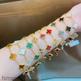 18k Bracelet Classic 4/four Leaf Clover Designer Red Blue Agate Shell Mother-of-pearl Charm Bracelets Gold Plated Wedding Woman Fashion Jewellery TA7R