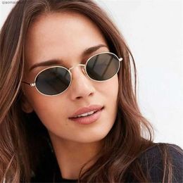 Sunglasses Oval sunglasses with gold and silver frame vintage holiday 400UV gradient mirror glassesL2404