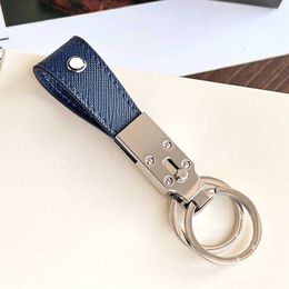 Keychains Lanyards PJS Keychain MB is made of imported calf blue red and black leather with 316 stainless steel detachable double rings a box set Q240403