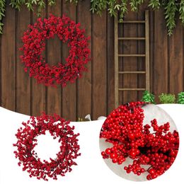 Decorative Flowers Christmas Door Wreath 15.74in Inch Front Red Berry Wreaths Artificial Twig Garland Hanging Room Wall Ornaments Doors